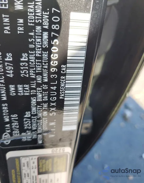 2016 Kia Optima Ex z USA, uszkodzony, nr VIN 5XXGU4L39GG057807